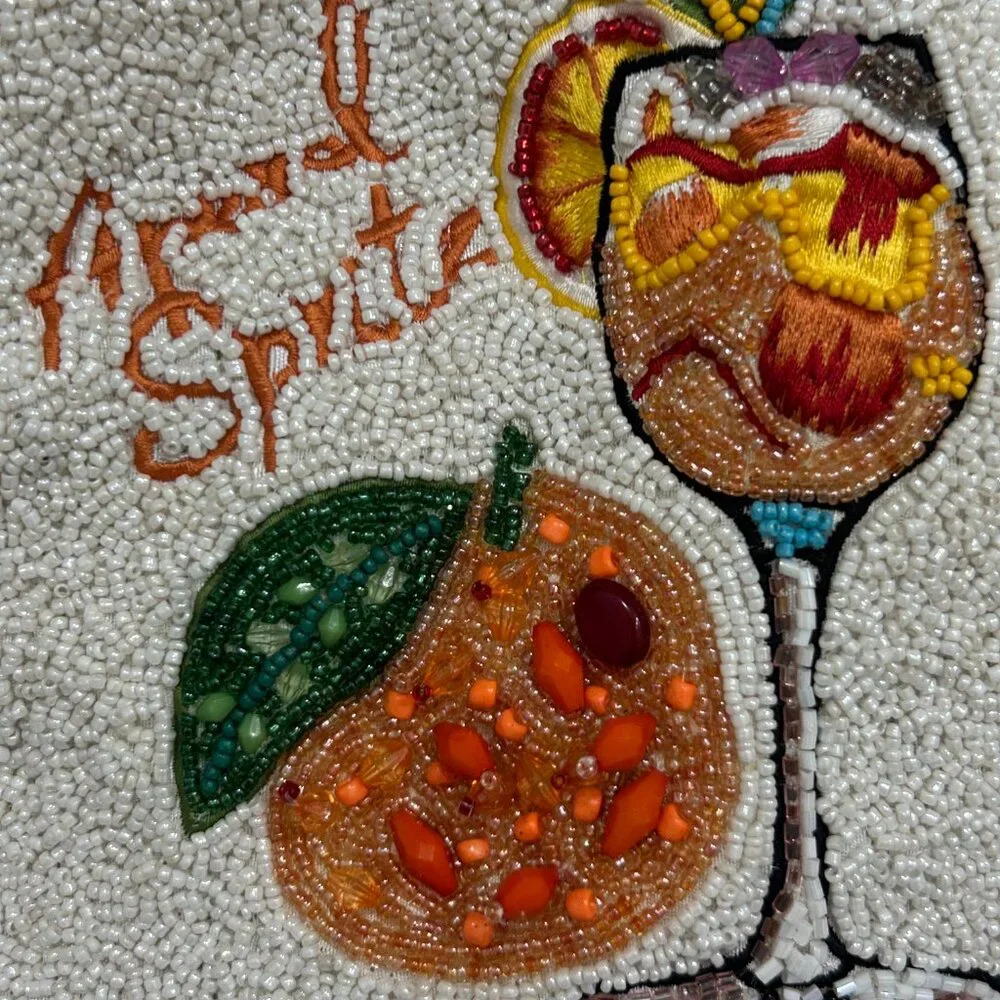 Aperol Spritz Cocktail Beaded Bag Handcrafted in India RARE New Release NWT
